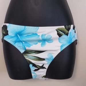 Tropical Escape Hipster Tropical Print Bikini Swim Bottom 8 White